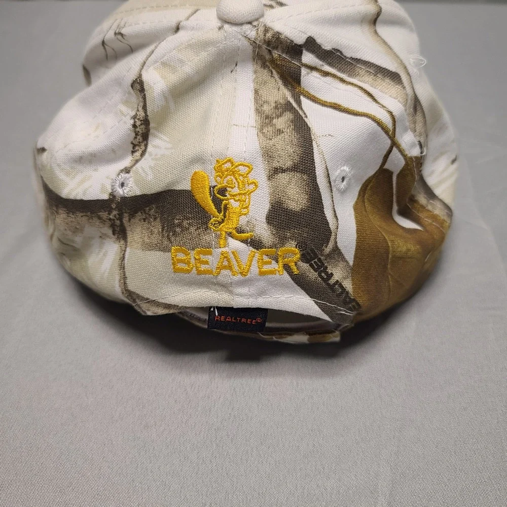 Realtree Baseball Cap Mens OSFM‎ White Camo Beaver Research Embroidered Hat